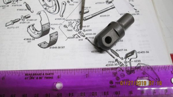 Harley Knuckle,Pan, Front Parkerized Brake Clevis."Short" 1936-57 P/N 42333-30 - Image 3
