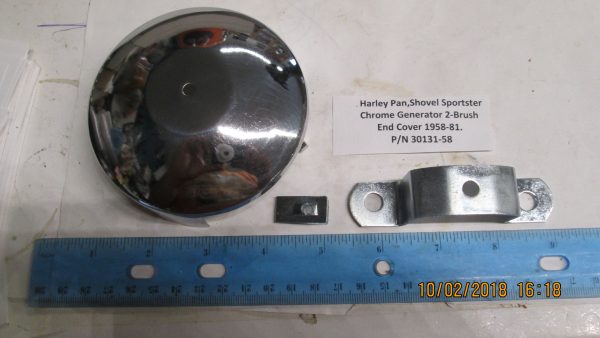 Harley Pan,Shovel,Sport, Chrome Generator 2-Brush End Cover 1958-81 P/N 30131-58 - Image 2