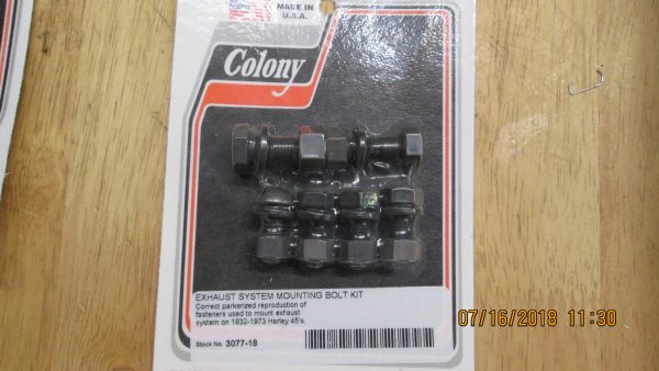 Harley 45 Flathead Solo & Servi-car Parkerized Exhaust Mounting Bolt Kit 1932-73