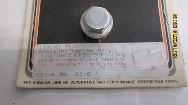 Harley J,JD,VL Knucklehead Chrome Timing Plug..1926-38 P/N 2326-26