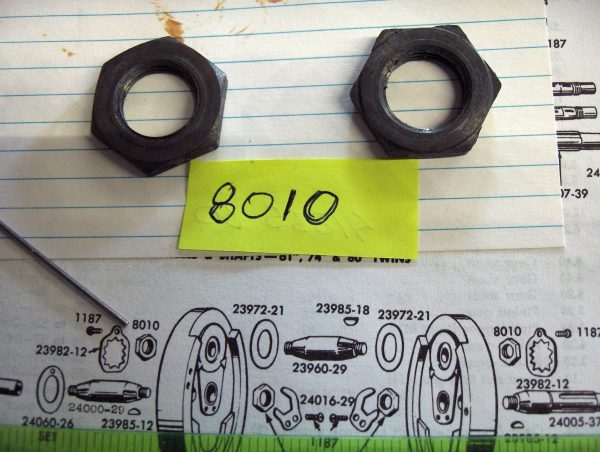 Harley 45 Flathead Solo and Servi-car Crank Pin Nuts  1929-73 P/N 8010