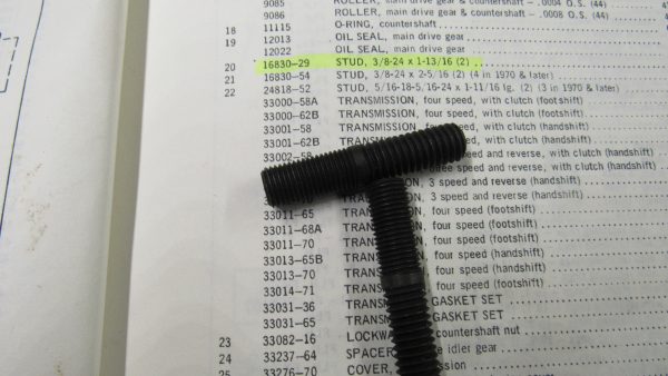 Harley 45 Flathead Solo, Servi-car Cylinder Base Studs.& Big Twin Transmission Studs 1929-73 P/N 16830-29A - Image 6