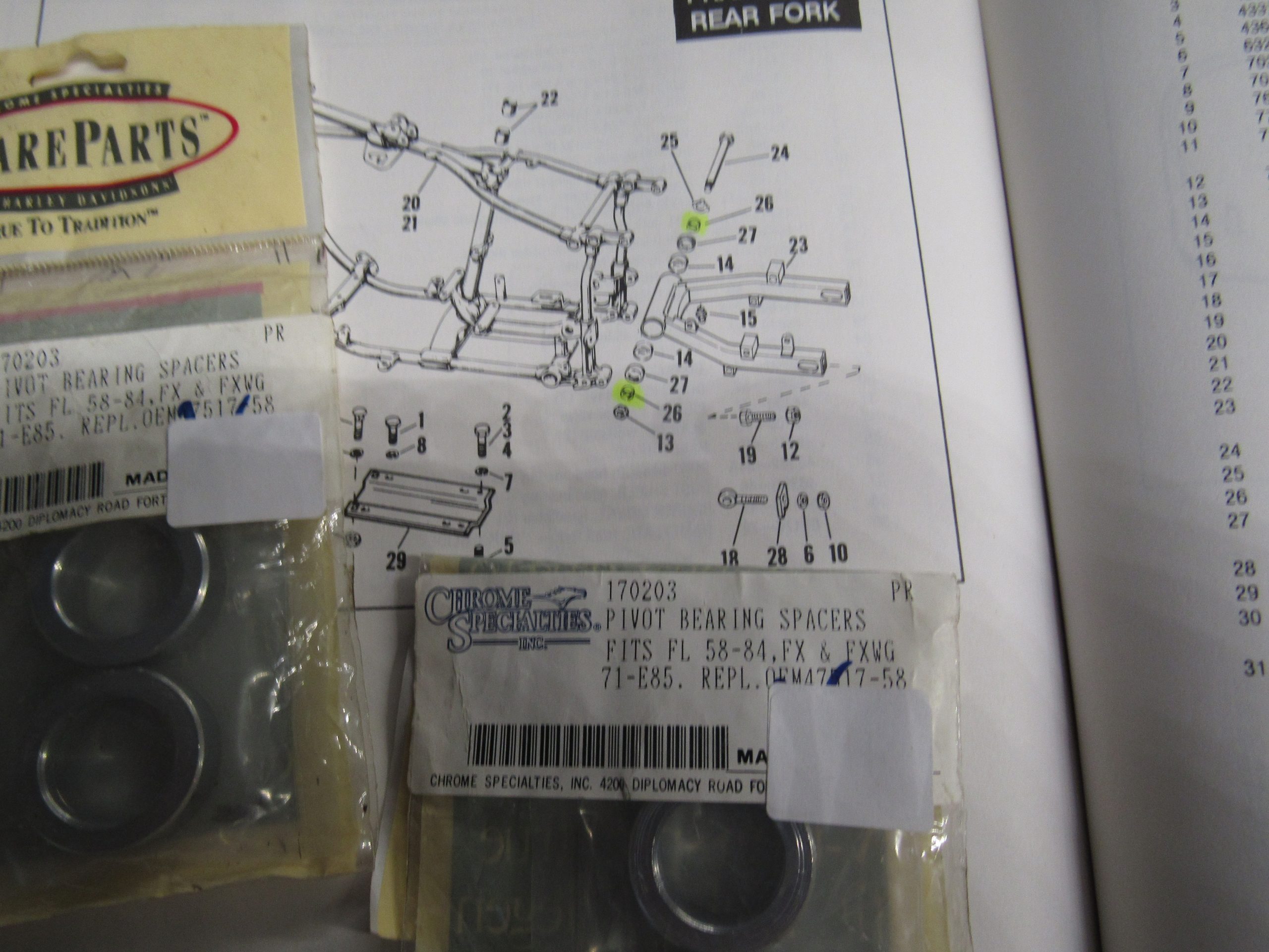 Harley Panhead,Shovelhead.Swingarm Pivot Bearing Spacers..195884 TJs