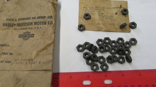 Genuine Harley 1/4" X 24  -5/32" X 7/16"Nut.. Part # 7691 or Old Part # 0108  *NOS* - Image 2