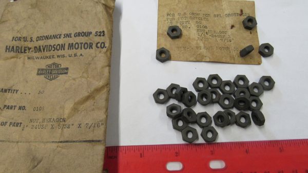 Genuine Harley 1/4" X 24  -5/32" X 7/16"Nut.. Part # 7691 or Old Part # 0108  *NOS*