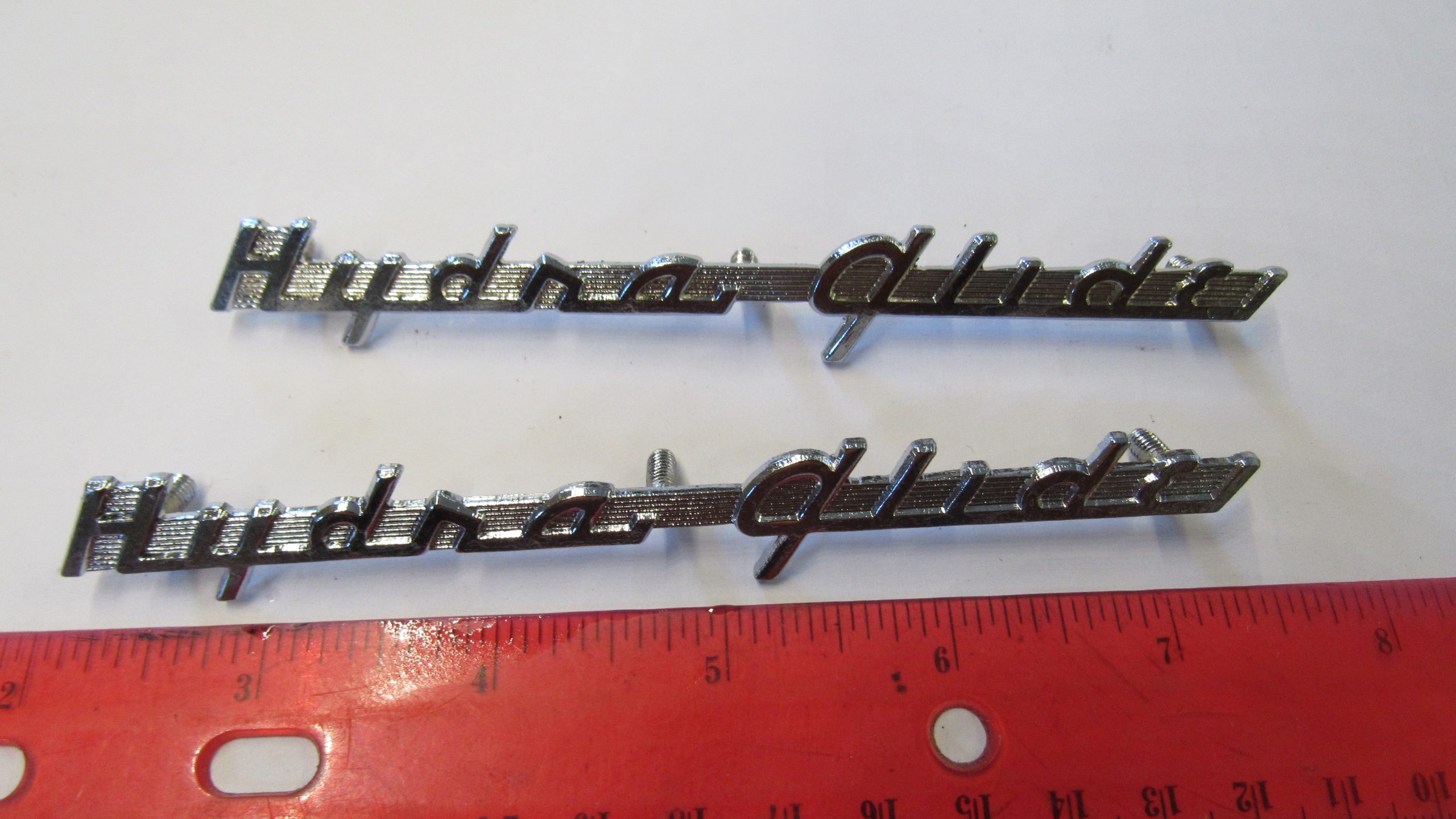 Harley Panhead Front Fender "Hydra Glide" Emblem Set. 1950-UP?? P/N 91582-50