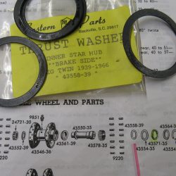 Harley Knucklehead, Flathead, Pan, Shovel Inner Star Hub Thrust Washer 1939-66  P/N 43558-39