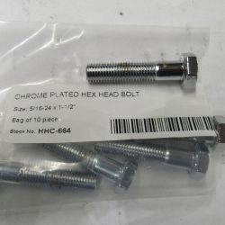 Chrome Plated Hex Head Bolt . 5/16-24-1-1/2" *Fine Thread*