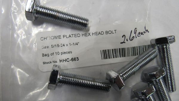 Chrome Plated Hex Head Bolt . 5/16-24-1-1/4" * Fine Thread*