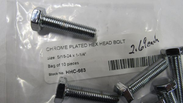Chrome Plated Hex Head Bolt . 5/16-24-1-1/4" * Fine Thread* - Image 2