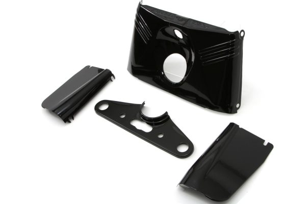 Harley Panhead Replica Triple Tree Cover Kit *Black* 1949-59 - Image 2
