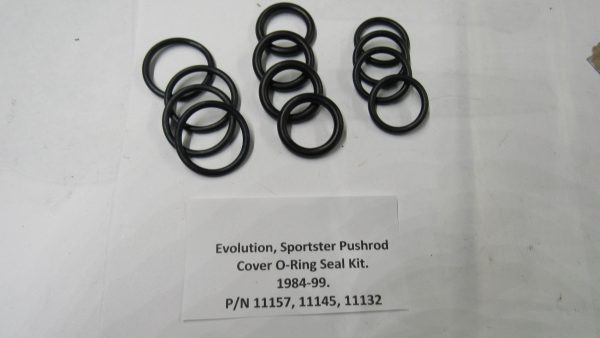 Harley Evolution, Sportster Pushrod Cover O-Ring Seal Kit. 1984-99. P/N 11157, 11145, 11132