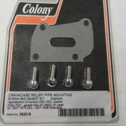 Harley Flathead,U, UL, WL, WLA,WLC, Crankcase Relief Pipe Mounting Screw and Gasket Kit 1937-73