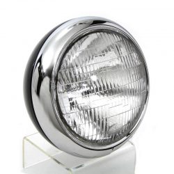 Harley Panhead Black Replica 7" Round Headlamp 6 Volt. 1949-59. P/N 67701-49