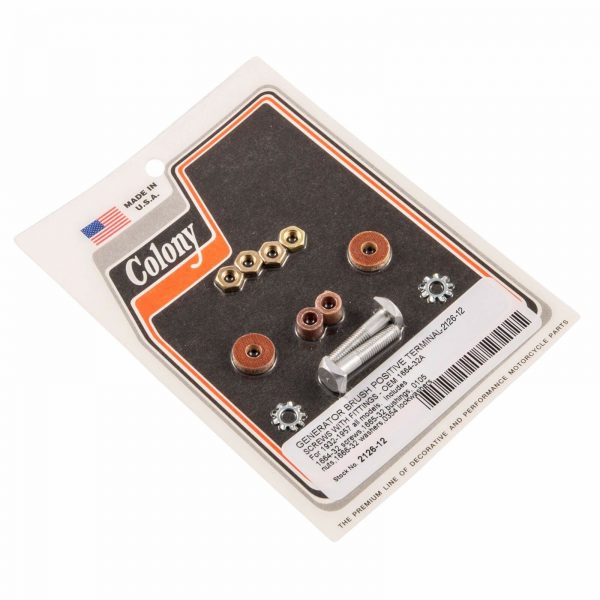 Harley Knuckle, Pan, Flathead Generator Brush Positive Terminal Screws with Fittings 1932-57. P/N 30461-32 or 1664-32A - Image 2