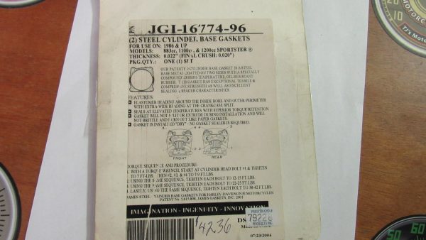 Harley Sportster Steel Cylinder Base Gaskets with Silicone Bead. *JAMES* 1986-UP? P/N 16774-96 - Image 3