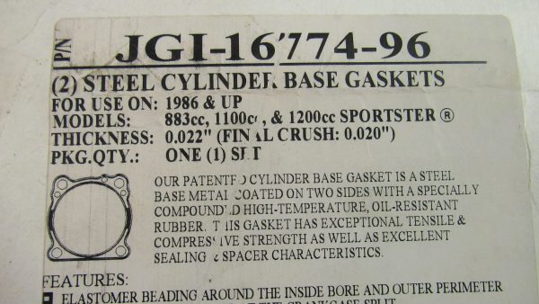 Harley Sportster Steel Cylinder Base Gaskets with Silicone Bead. *JAMES* 1986-UP? P/N 16774-96 - Image 2