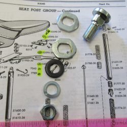 Harley Knuckle,Pan,Flathead,Shovel, Seat to Seat Tee Mounting Bolt Kit. 1934-80 P/N 52098-34