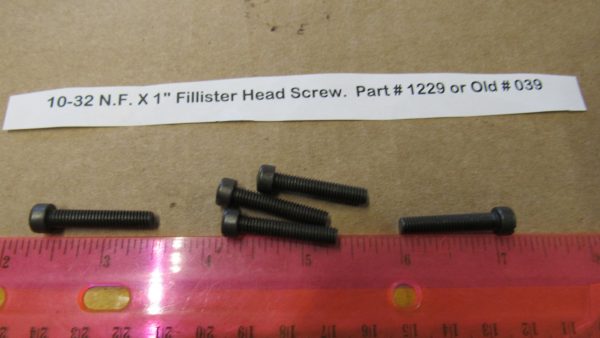 Harley Knuckle,Flathead,Pan, PARKERIZED  10-32 N.F. X 1" Fillister Head Screw.  Part # 1229 or Old # 039