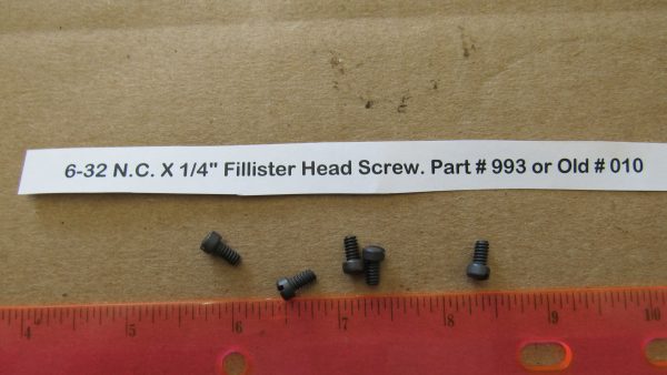 Harley Knuckle,Flathead,Pan, PARKERIZED  6-32 N.C. X 1/4" Fillister Head Screw. Part # 993 or Old # 010