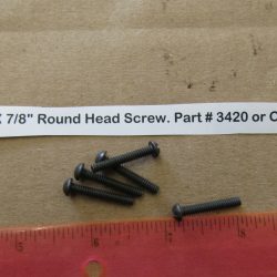 Harley Knuckle,Flathead,Pan, PARKERIZED  6-32 N.C. X 7/8" Round Head Screw. Part # 3420 or Old # 013