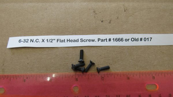 Harley Knuckle,Flathead,Pan, PARKERIZED 6-32 N.C. X 1/2" Flat Head Screw. Part # 1666 or Old # 017