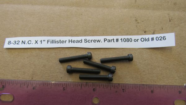 Harley Knuckle,Flathead,Pan, PARKERIZED 8-32 N.C. X 1" Fillister Head Screw. Part # 1080 or Old # 026