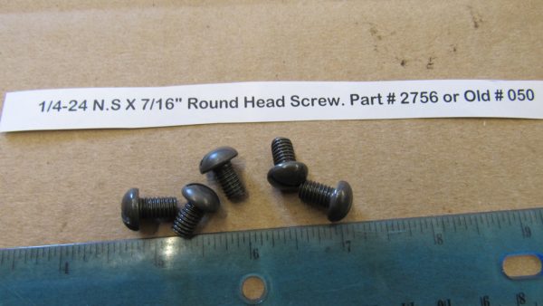 Harley Knuckle,Flathead,Pan, PARKERIZED 1/4-24 N.S X 7/16" Round Head Screw. Part # 2756 or Old # 050