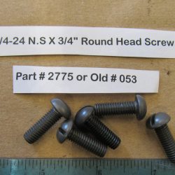 Harley Knuckle,Flathead,Pan, PARKERIZED 1/4-24 N.S X 3/4" Round Head Screw. Part # 2775 or Old # 053