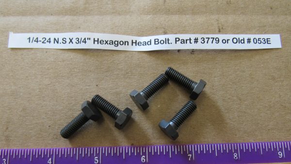 Harley Knuckle,Flathead,Pan, PARKERIZED 1/4-24 N.S X 3/4" Hexagon Head Bolt. Part # 3779 or Old # 053E