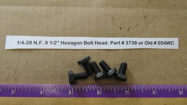 Harley Knuckle,Flathead,Pan, PARKERIZED 1/4-28 N.F. X 1/2" Hexagon Bolt Head. Part # 3738 or Old # 054WC