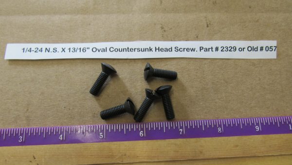 Harley Knuckle,Flathead,Pan, PARKERIZED 1/4-24 N.S. X 13/16" Oval Countersunk Head Screw. Part # 2329 or Old # 057