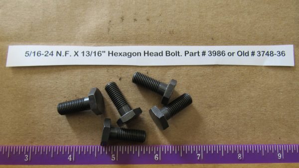 Harley Knuckle,Flathead,Pan, PARKERIZED 5/16-24 N.F. X 13/16" Hexagon Head Bolt. Part # 3986 or Old # 3748-36