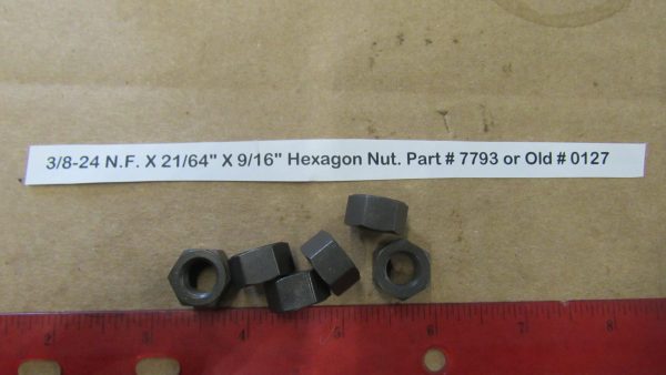 Parkerized 3/8-24 N.F. X 21/64" X 9/16" Hexagon Nut. Part # 7793 or Old # 0127
