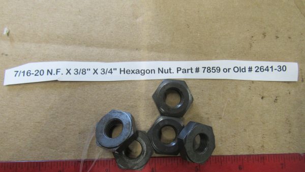 Parkerized 7/16-20 N.F. X 3/8" X 3/4" Hexagon Nut. Part # 7859 or Old # 2641-30