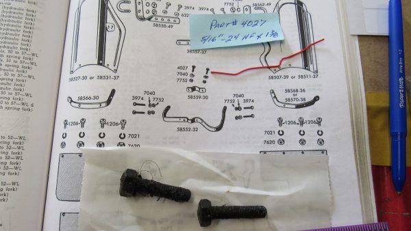 Harley 45 Flathead WLA,WLC Leg Shield Bolts. **NOS**  5/16"-24 N.F. X 1 3/8"  P/N 4027 - Image 2