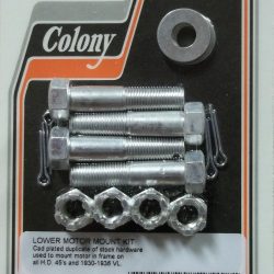 Harley 45 Flathead, VL, Singles Lower Motor Mount Kit. *Cad Plated*1926-73. P/N's 437-26, 4379, 1035 CP Bolts