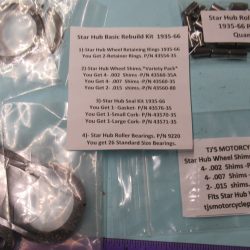 Harley Knuckle,Pan,Flathead Star Hub Wheel Basic Rebuild Kit  1935-66**NEW**
