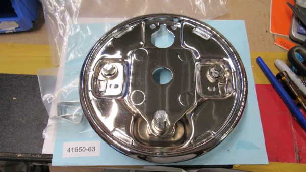 Harley Panhead, Shovelhead Rear Brake Backing Plate. *Chrome* 1963-72. P/N 41650-63 - Image 4