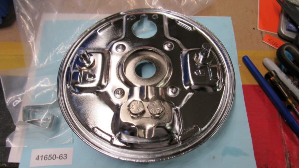 Harley Panhead, Shovelhead Rear Brake Backing Plate. *Chrome* 1963-72. P/N 41650-63 - Image 3