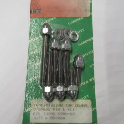 Harley Shovelhead, Evo Chrome 5 Speed Transmission Top Cover Chrome Acorn Nut Screw Kit. 1980-87