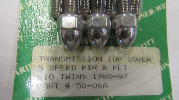 Harley Shovelhead, Evo Chrome 5 Speed Transmission Top Cover Chrome Acorn Nut Screw Kit. 1980-87 - Image 3