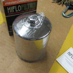 Harley Shovelhead,Evolution Chrome HI-FLO Oil Filter 1977-98. **Performance Filter With Nut**