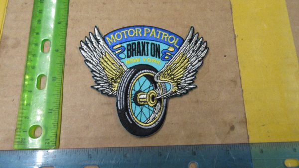 Harley,Indian,Customs, Vintage Style " MOTOR PATROL BRAXTON NY " Motorcycle Jacket Patch - Image 2