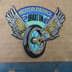 Harley,Indian,Customs, Vintage Style " MOTOR PATROL BRAXTON NY " Motorcycle Jacket Patch