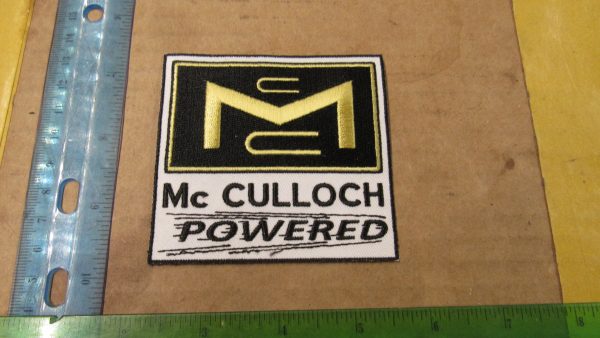 Harley,Indian, Vintage Style " McCulloch Powered " Motorcycle Jacket Patch. - Image 2