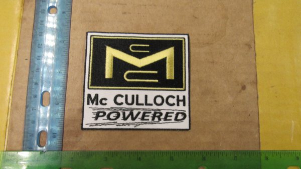 Harley,Indian, Vintage Style " McCulloch Powered " Motorcycle Jacket Patch.