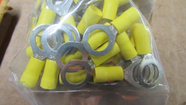 Ring Terminal. Yellow Insulated. Ring Size 3/8"  Wire Size 10-12. P/N 9869