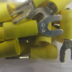 Spade Terminal. Yellow Insulated. Spade Size # 6.  Wire Size 10-12.