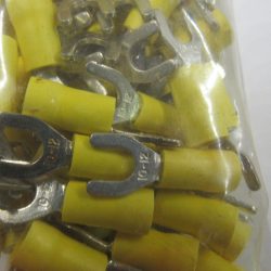 Spade Terminal. Yellow Insulated. Spade Size # 10.  Wire Size 10-12.